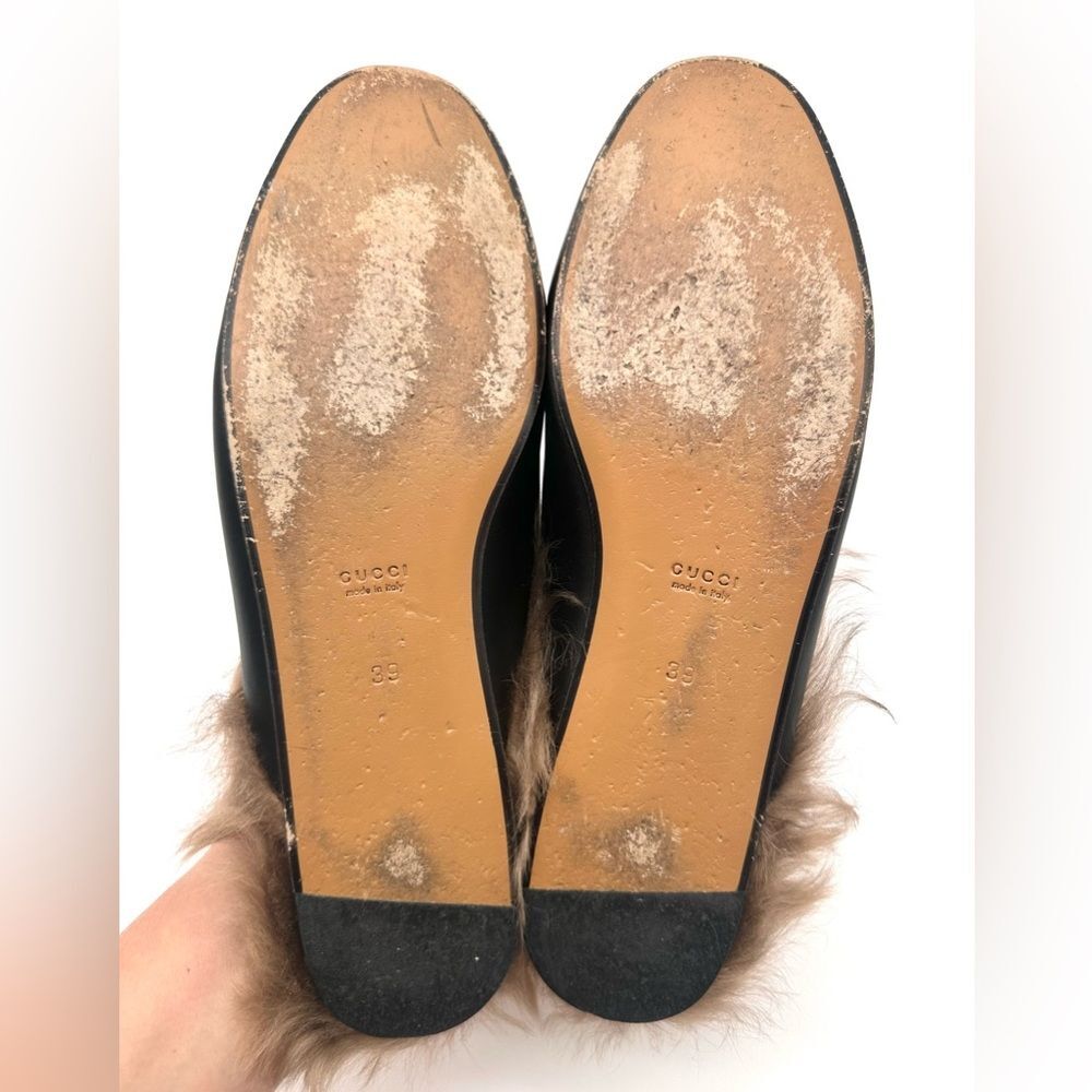 Gucci Princetown Fur Mule Black Horsebit Slipper Shearling Loafer Flats EU39 US9 - Picture 8 of 13
